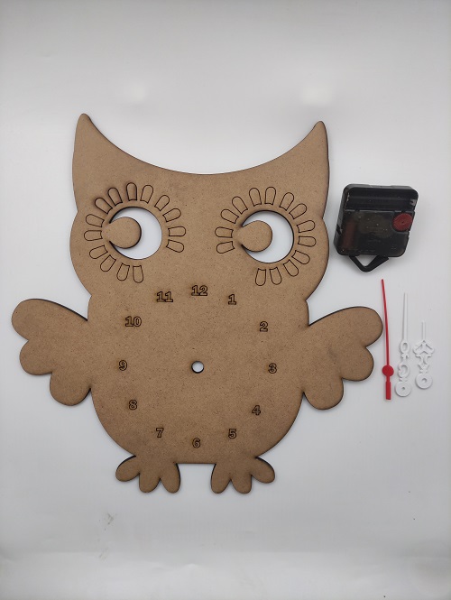 Boyanabilir Ahşap Kayın Ağacı Baykuş Saat