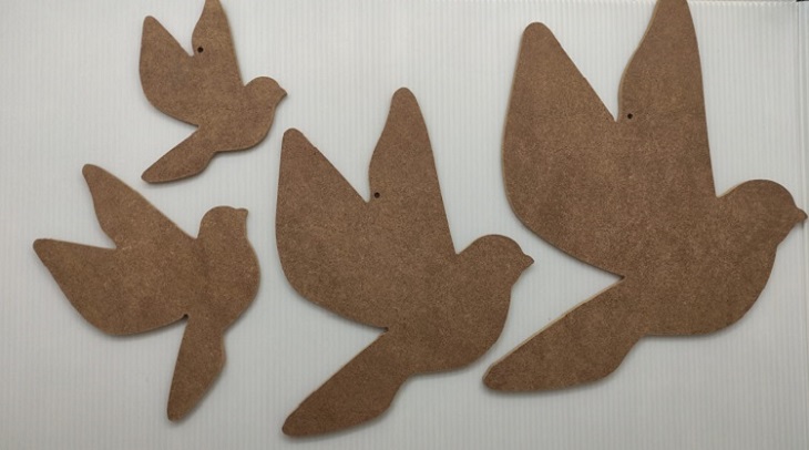 Güvercin 4Lü Set- (MDF Obje)