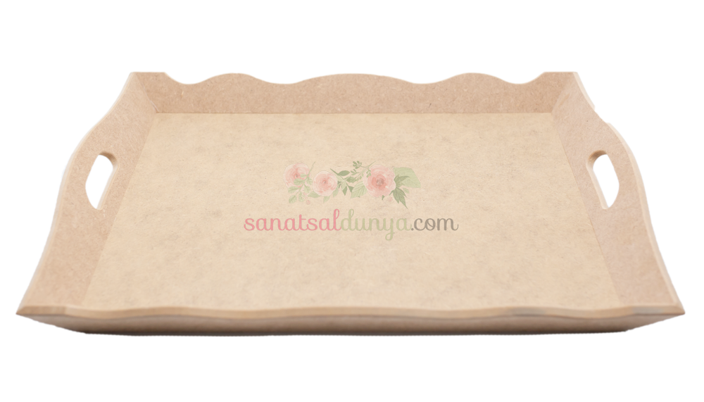 Açılı Dalgalı Ahşap Tepsi 40x30 (MDF) T08