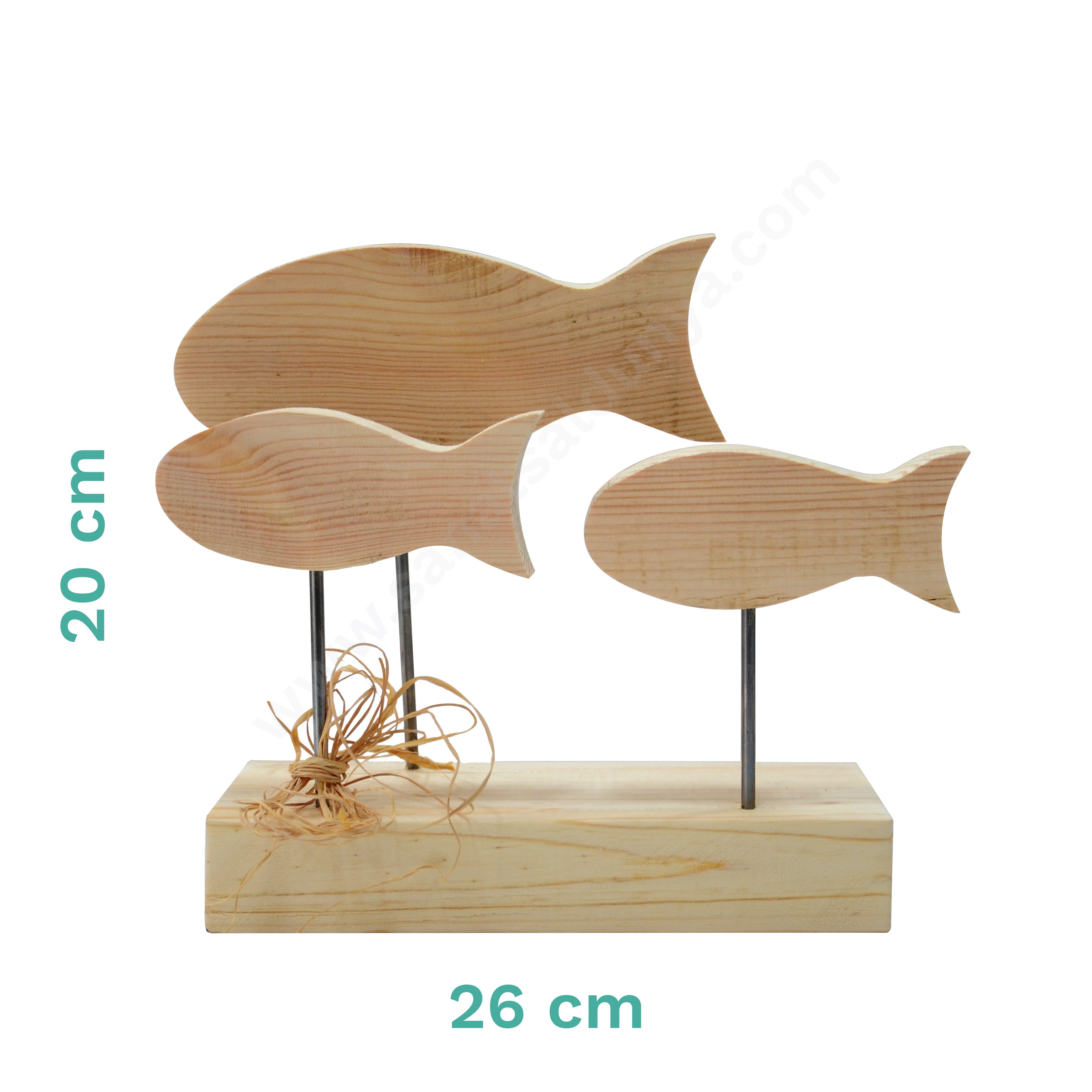 Bizart Ayaklı 3'lü Balık Ahşap Obje