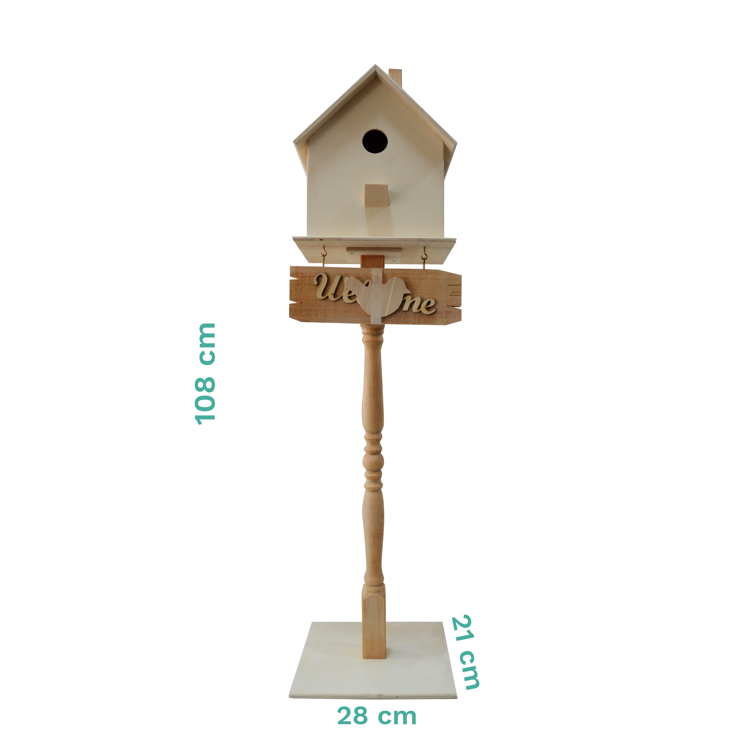 Bizart Ayaklı Kuş Evi Masif Ahşap