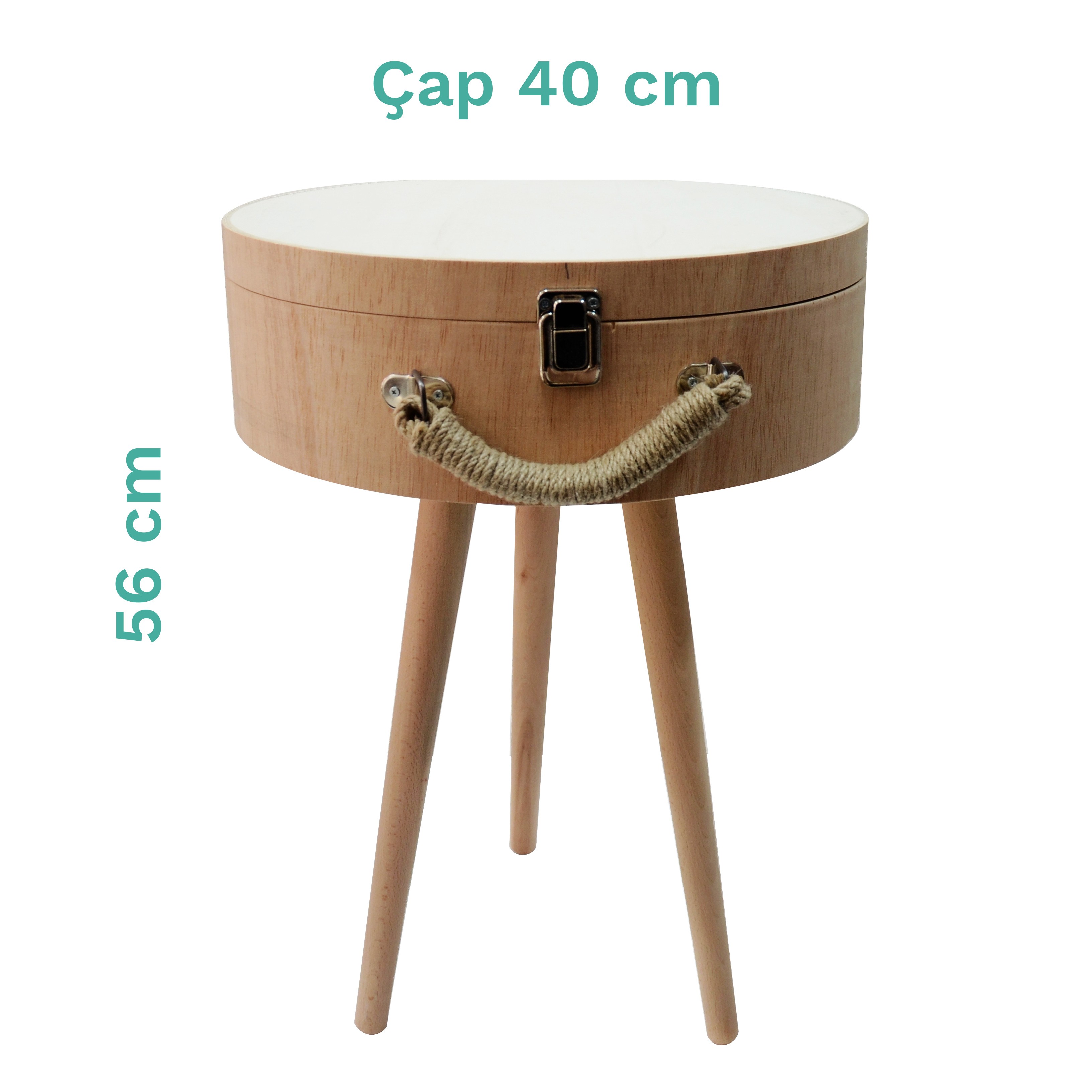 Bizart Retro Yuvarlak Sehpa Masif Ahşap