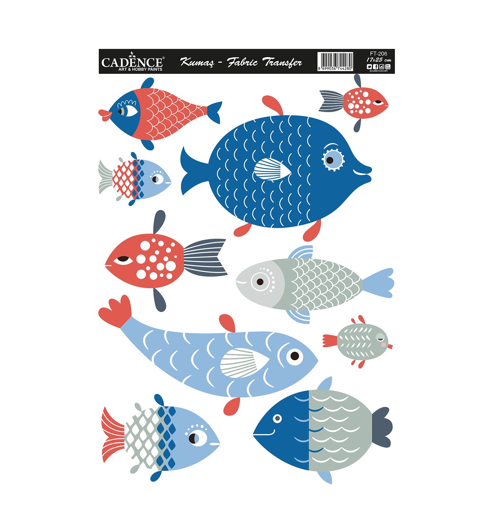 Cadence Kumaş Transfer Mavi Balık 17x25 KT-206