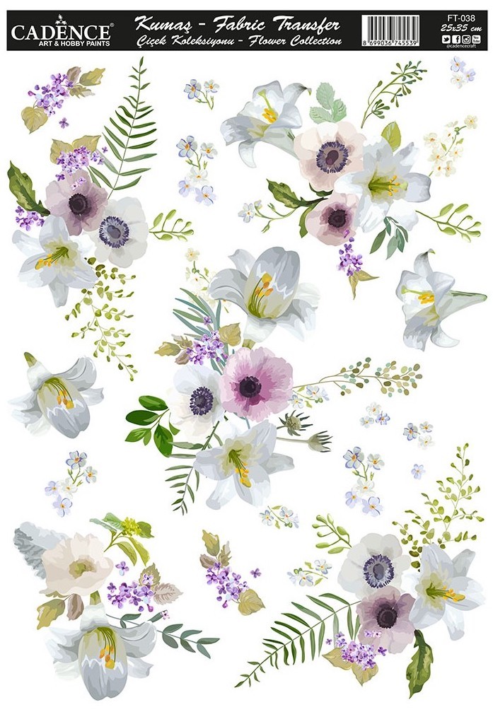 Cadence Kumaş Transfer Çiçek Koleksiyonu 25x35 KT38