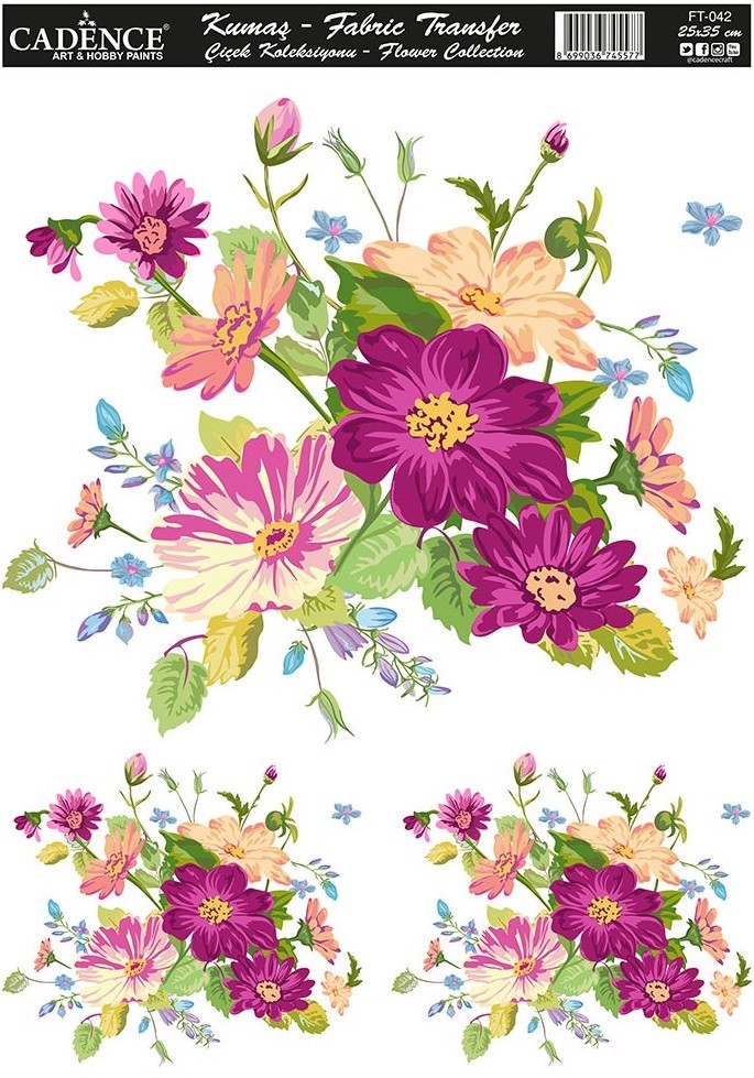 Cadence Kumaş Transfer Çiçek Koleksiyonu 25x35 KT42