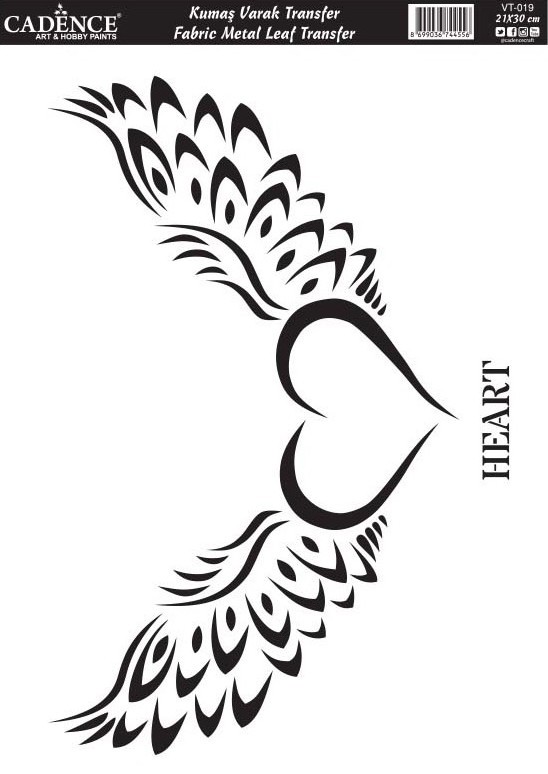 Cadence Varak Kumaş Transfer Kalp Kanat 21x30 VT19