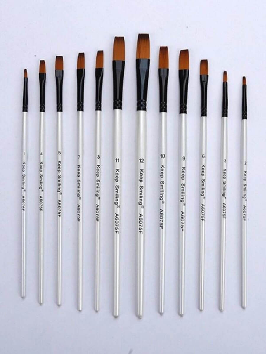 Kedi Dili Düz Uç Fırça Seti 12'li