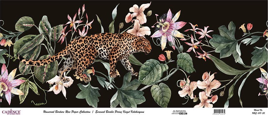 Cadence Bordür Pirinç Dekopaj Kaplan Desen Siyah - UBC018