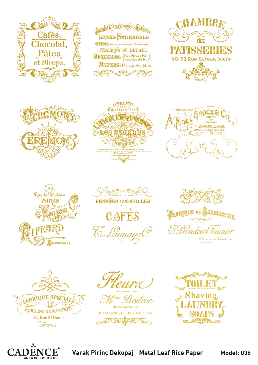 Cadence Altın-Gümüş Varak Pirinç Dekopaj (Zemin) - A36