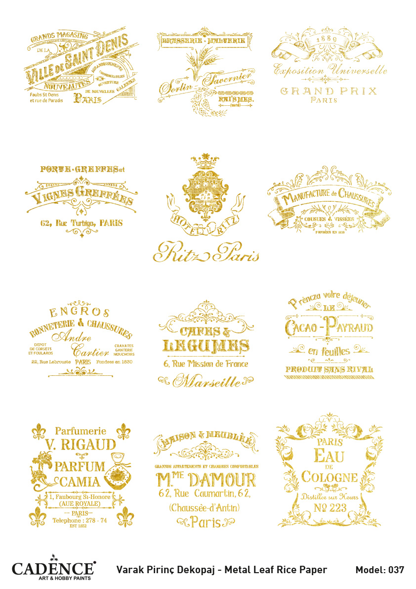 Cadence Altın-Gümüş Varak Pirinç Dekopaj (Zemin) - A37