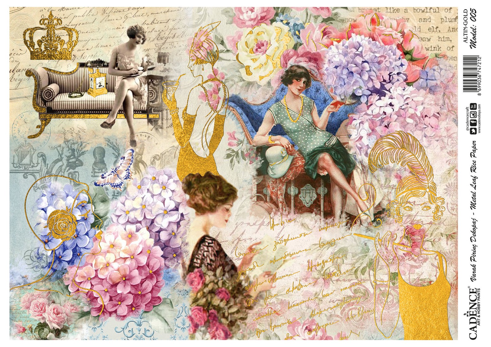 Cadence Altın-Gümüş Varak Pirinç Dekopaj (Vintage) - A05