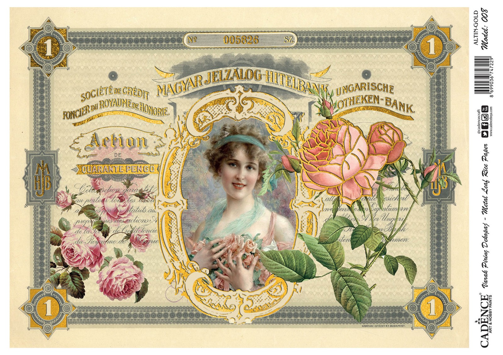 Cadence Altın-Gümüş Varak Pirinç Dekopaj (Vintage) - A08