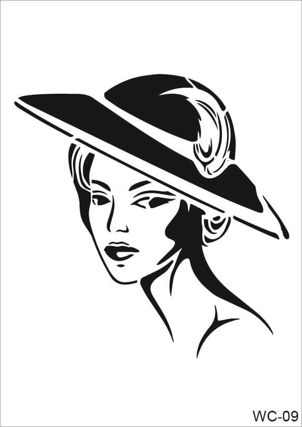 Şapkalı Kadın Model Cadence A4 Stencil WC09