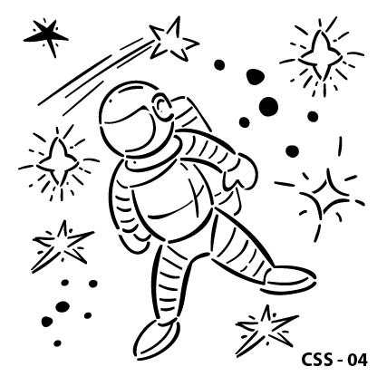Astronot Çocuk Stencil CSS-04 ( 15 x 15 )