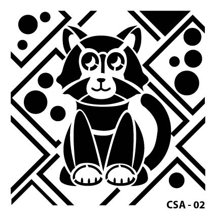 Kedi Çocuk Stencil CSA-02  ( 15 x 15 )