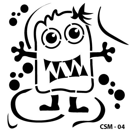 Sevimli Canavar Çocuk Stencil CSM-04 ( 15 x 15 )