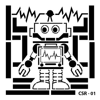 Sevimli Robot Çocuk Stencil CSR-01 ( 15 x 15 )