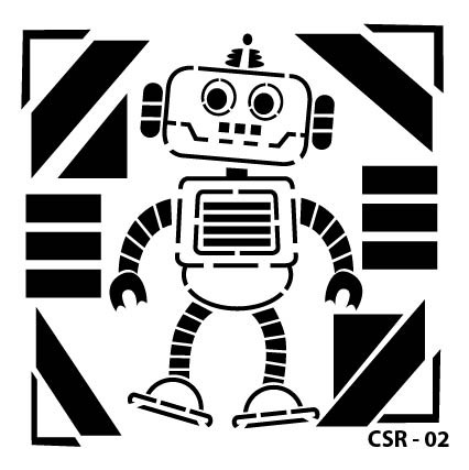 Sevimli Robot Çocuk Stencil CSR-02 ( 15 x 15 )