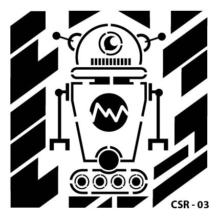 Sevimli Robot Çocuk Stencil CSR-03 ( 15 x 15 )