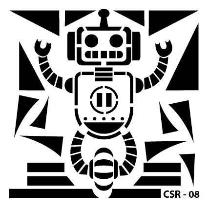 Sevimli Robot Çocuk Stencil CSR-08 ( 25 x 25 )